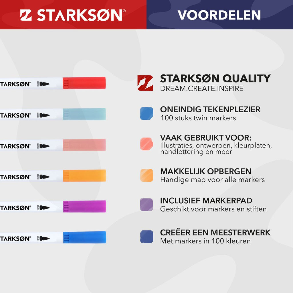 Starkson 102 stuks waterbasis stiften